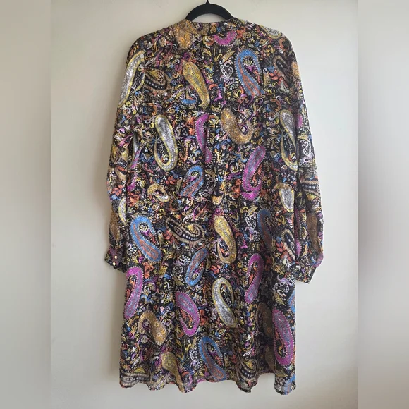 NWT Esqualo Paisley Long Sleeve Midi Dress - Size 12 Boho Chic - Picture 13 of 16